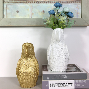 Jarrón Parrot Dorado y Blanco de Resina Sintética, Decoración Moderna para el Hogar, Sala de Estar, Dormitorio, Entrada, Escritorio, Arreglo Floral - Product Image 1