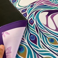 Tapis de Mahjong Élégant Violet à Motifs Floraux Antidérapant Silencieux Artistique Décoratif