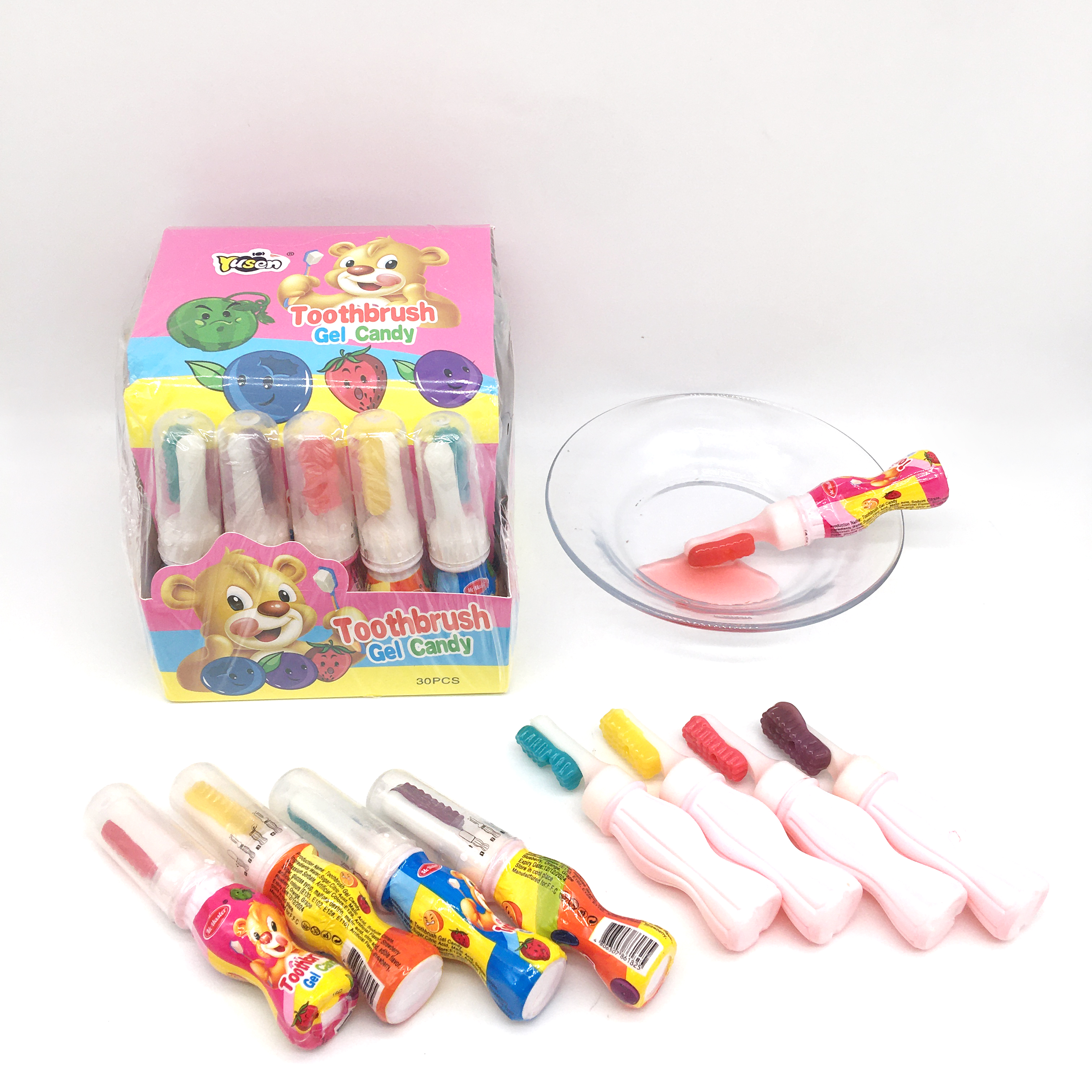 Высококачественная игрушка креативного дизайна, зубная щетка в форме фруктового вкуса, леденец, жесткие конфеты с фруктовым желе, джемом, жидкие конфеты