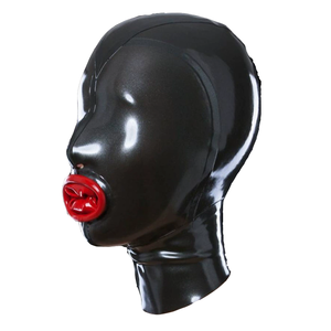 Masque à capuche en <span class=keywords><strong>latex</strong></span> pour soirée dansante sexy avec couverture intérieure rouge <span class=keywords><strong>SM</strong></span> Fetish Black <span class=keywords><strong>Latex</strong></span> Mask Headgear Hood - Product Image 4