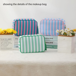 Large Capacity Canvas Striped Cosmetic <b>Bags</b> High Quality Eco Canvas Zipper <b>Bags</b> Embroidery <b>Toiletry</b> <b>Bag</b> for Travel - Product Image 3