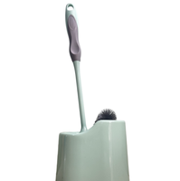 Ensemble brosse de toilette avec support, brosse de nettoyage à long manche pour salle de bain, poils gris pour un nettoyage efficace, base de rangement incluse