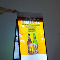 Support de boîte lumineuse rectangulaire pliable en alliage d'aluminium à LED double face, étanche, pour la publicité extérieure des restaurants et des bars