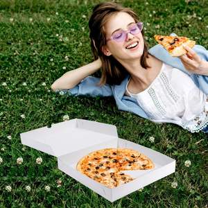 Scatole per Pizza Sottili - 10x10x1,9 Pollici, Scatole Monouso per Pizza Piccola, Scatole Bianche per Biscotti, Torte, Regalini per Feste e Artigianato - Product Image 3