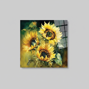 Impression de peinture de tournesol : Art mural sur toile aux motifs floraux jaunes vibrants, ART SUR VERRE TÉRMÉTRAL - Product Image 2