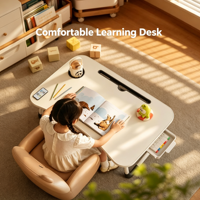 Table de lit pliable pour ordinateur portable, bureau portable en bois avec porte-gobelet et tiroir