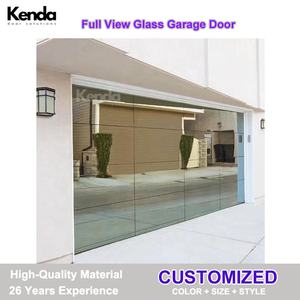 Portes de garage automatiques en verre à double isolation, personnalisées, en aluminium, sans cadre, 16x8, commerciales, vente en gros - Product Image 2