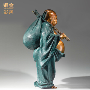 Copper Art Workshop Maitreya Buddha Brass Ornament Colored Copper Metal <b>Craft</b> Feng Shui Living Room Decoration - Product Image 5