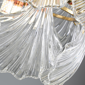 Lampe suspendue en verre transparent AMJ Big Clear Glass Leaves Iron, style moderne, utilisation intérieure, hôtel, couloir, villa, lampe de plafond LED de luxe - Product Image 6