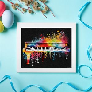 Pintura por Números de Songwoo <span class=keywords><strong>con</strong></span> Fondo Negro, <span class=keywords><strong>Acuarela</strong></span>, Graffiti, Notas Musicales de Piano, Lienzo Único <span class=keywords><strong>con</strong></span> Temática Musical - Product Image 4