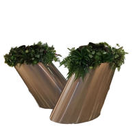 Pot de fleurs extérieur en acier inoxydable Pot de plantes d'arbre de jardin extra large Vase de sol doré