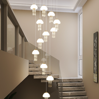 Lampes créatives en forme de méduse pour loft, lustre en cristal pour appartement, lustre long, lustre pour escalier, luminaire suspendu pour villa