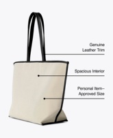Sac fourre-tout d'épaule en toile écologique pour femme, grande capacité, léger, avec garnitures en PU, idéal pour le travail - Collection 2026 (vente en gros)