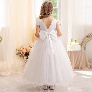 Robe de princesse longue en maille perlée avec nœud pour filles HESPER, idéale pour anniversaire, soirée, récital de piano, défilé, performance scénique - Product Image 5