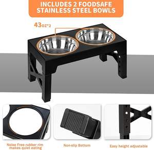 Fabricante al por mayor, cuencos dobles elevados ajustables para perros, protección cervical duradera, cuenco alimentador de acero inoxidable para mascotas - Product Image 2