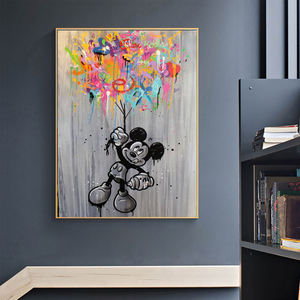 الكتابة على الجدران الاطفال غرفة الفن قماش لوحات أعلى الفن قماش يطبع جدار حقيبة مدرسيّة تحمل رسومات كرتون للأطفال غرفة كوادروس الجدار الديكور - Product Image 1