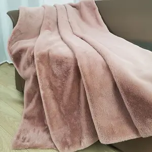 OEM 100% polyester super soft silky sofa bed blanket extra soft fluffy thick mink fur bedding plush blankets for winter