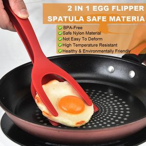 2-in-1 Egg Flipper Spatel zange Antihaft-Silikon griff und Flip-Kochute nsilien für Omeletts Pfannkuchen Fisch und <span class=keywords><strong>Burger</strong></span> - Product Image 2
