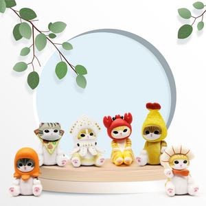 6PCS/SET Q Ver. Mofusand Cos Animal Seafood Cat PVC Anime Figure for Catcher <b>Egg</b> Box Gashapon Game Machine Prize <b>Toy</b> - Product Image 4