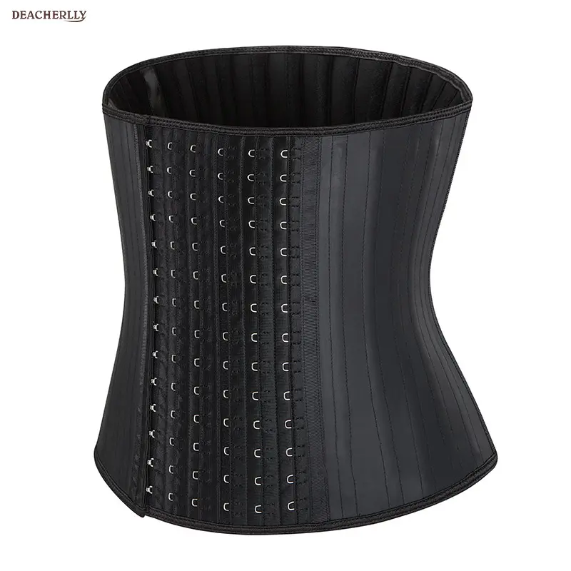 Faja Gaine Amincissante Ventre Plat With 6 Rows Hooks 25 Steel Bones Latex Corset Waist Trainer Belts