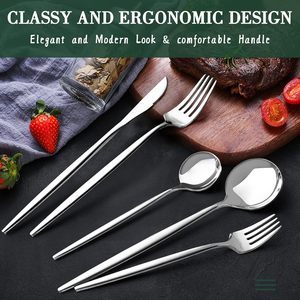 Juego de cubiertos de 60 piezas, cubiertos cuadrados de acero inoxidable, juego de cubiertos para <span class=keywords><strong>12</strong></span> vajillas de grado alimenticio PARA CENA - Product Image 4