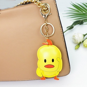Cute Cartoon Yellow Duck <strong>Keychain</strong> PU Leather Stuffed Animal Pendant Lovely Bag &amp; Car Key Ornament <strong>Bulk</strong> - Product Image 3