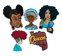 Patch brodé thermocollant « Black Girl Power Queen Sorority » en tissu sergé, nouveau style, en gros et en stock, pour vêtements, sacs et chapeaux