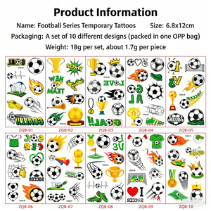 مجموعة من 10 قطع من ملصقات الوشم المؤقتة للأطفال بتصميم كرتوني لكأس العالم لكرة القدم <span class=keywords><strong>2026</strong></span> من C&J Yanye - Product Image 4