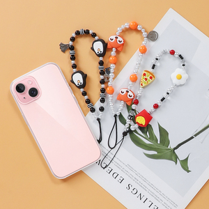 Chaîne de <span class=keywords><strong>téléphone</strong></span> et dragonne de poignet en perles acryliques motif œil porte-bonheur, <span class=keywords><strong>avec</strong></span> pendentif en silicone personnalisé motif pingouin, pizza ou dessin animé, joli breloque de <span class=keywords><strong>téléphone</strong></span> pour <span class=keywords><strong>coque</strong></span> de <span class=keywords><strong>téléphone</strong></span> - Product Image 1