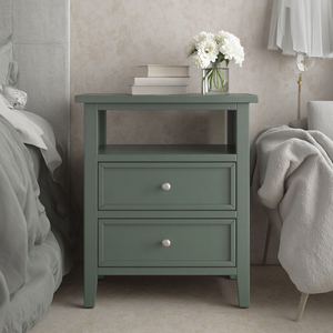 BIEN <strong>Green</strong> Modern Wood Nightstand <strong>Bedside</strong> <strong>Table</strong> with 2 Drawers for Bed Room Furniture - Product Image 1