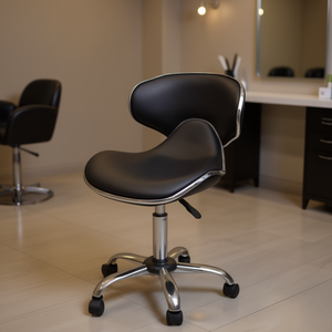 เก้าอี้เสริมสวยพนักพิงโค้งสีดำ หนังสังเคราะห์ เฟอร์นิเจอร์เชิงพาณิชย์ รุ่น D0100HEXM5A - Product Image 2