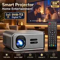 Projecteur intelligent 1000 ANSI Lumens, résolution native 1080P HD, mise au point automatique, correction automatique de la distorsion trapézoïdale, équipement de présentation, télévision numérique DVB-T2