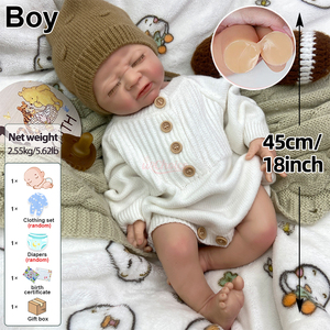 Muñeco <span class=keywords><strong>Reborn</strong></span> de Silicona de Cuerpo Completo Platino de 45cm, Niño Abrazable con Chupete, Pintado a Mano, Realista, Flexible, Lavable, Regalo de Muñeco Bebé - Product Image 2