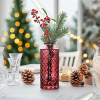 Vases à fleurs Art Déco en verre rouge, écologiques, couleurs personnalisables, petits diamants, mini fleurs pour centres de table, décoration de mariage et de maison
