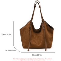Bolso Tote de Gamuza, Bolso de Mano de Cuero Vegano Nubuck, Bolso de Hombro Extra Grande, Gros Sac a Main Pour Femme, Bolso Tote para Mujer con Bolsa Interior AE01