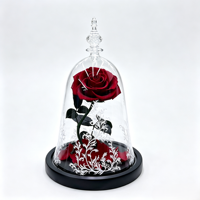 La Belle et la Bête - Fleur éternelle sous cloche en verre - Cadeau pour femme, petite amie - Décoration pour Thanksgiving, Noël et événements spéciaux