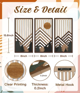 Decorazione Murale Geometrica Boho in Legno Personalizzabile, Set da 3 Pezzi per <span class=keywords><strong>Soggiorno</strong></span> e Camera da Letto - Product Image 2