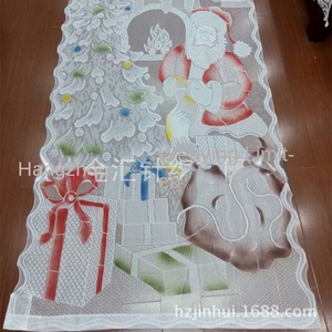 וילון תחרה חג המולד עם אורות הוביל חומר פוליאסטר עמיד למים חומר santa claus דלת מסך - Product Image 6