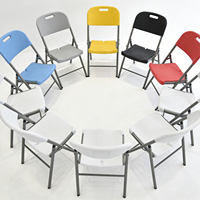Chaise pliante en plastique pour l'intérieur et l'extérieur, idéale pour les pique-niques, les événements, les stades, avec dossier, chaise de camping pliable