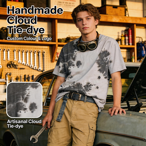 T-shirt HuaYi in cotone/poliestere certificato OEKO-TEX & GOTS, tinto a mano con effetto splatter, ecologico, streetwear unisex. - Product Image 1