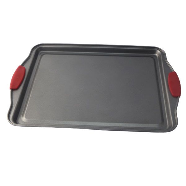 DJY 129749 Amazon, Лидер продаж, антипригарные наборы посуды из углеродистой стали с красными силиконовыми ручками, противень для выпечки