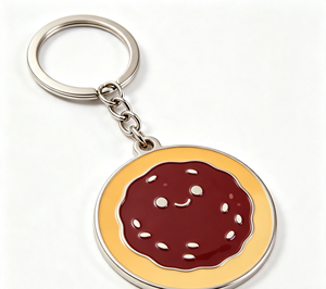 Round Pizza Metal <b>Key</b> Chain Enamel Keyring Silver <b>Ring</b> <b>Bag</b> Charm Gift Souvenir - Product Image 2