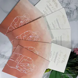 Natural Classical Wedding Invitation Australia Style Cotton Paper Letterpress Wedding Invite Card with Foil Envelop