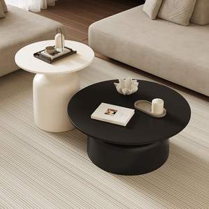 Cream Style Round Coffee <b>Table</b> Resin Top Small Apartment Living Room Furniture Modern Minimalist Design - Product Image 3