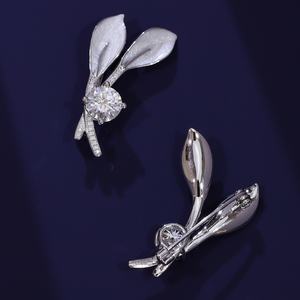 Broches de mode en or véritable 18 carats et 14 carats, broche personnalisée avec diamant rond DEF, moissanite, bijoux de mode unisexe - Product Image 3