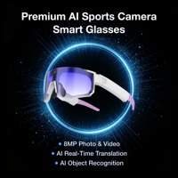 Kacamata Pintar Olahraga AI Premium Kamera Aksi 8MP First-Person 290mAh Asisten Suara AI EIS Anti-Goyang Transfer Wi-Fi Cepat
