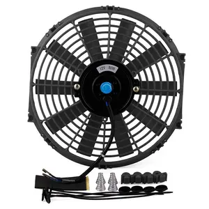 12v 12 polegada ventilador fino do motor, kit de montagem do ventilador 2250 radiador elétrico reversível ventilador de refrigeração