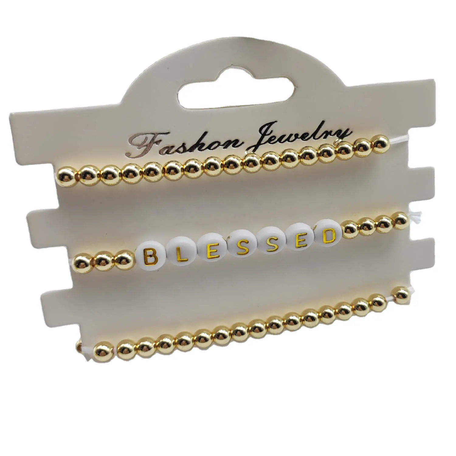 Fashion Beads Bracelet High Polished Gold Beads Stretch Letter Bead Bracelet Jewelry Mama Bracelet Gift