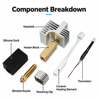 Bagian Printer 3D Kit Hotend Nozzle Bi-Metal dengan Pemanas Keramik 24V 60W Aliran Tinggi Dapat Diganti untuk Elegoo Centauri Carbon 2