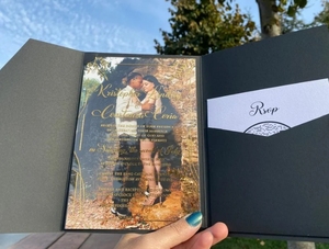 <span class=keywords><strong>Invitation</strong></span> de mariage acrylique d'enveloppe de poche noire <span class=keywords><strong>avec</strong></span> des invitations acryliques de quinceanera de <span class=keywords><strong>photo</strong></span> - Product Image 5